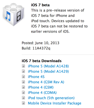 iOS 7 beta 1 download