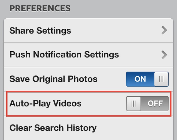 Turn off Auto Play Video in Instagram