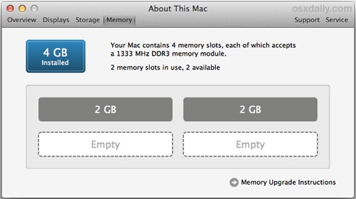 Reposición Aventurero Amplia gama Find What Type of RAM a Mac Uses & the Maximum Supported Memory | OSXDaily