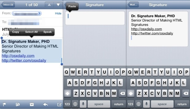 Set an HTML Signature on the iPhone