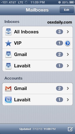 Lavabit iOS Mail inbox
