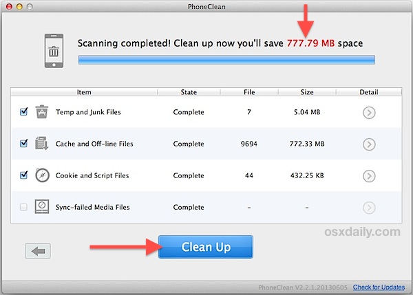 Clean up temporary files on the iPhone to free up some storage space