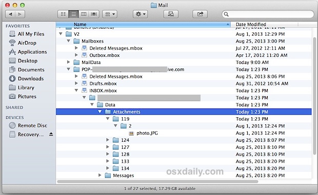Mail attachments location in Mac OS X