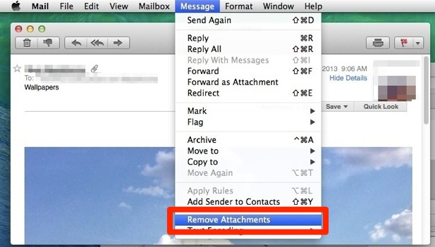 Remove attachments from email in Mac OS X