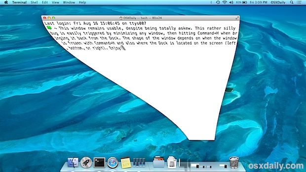Skewed window bug in Mac OS X