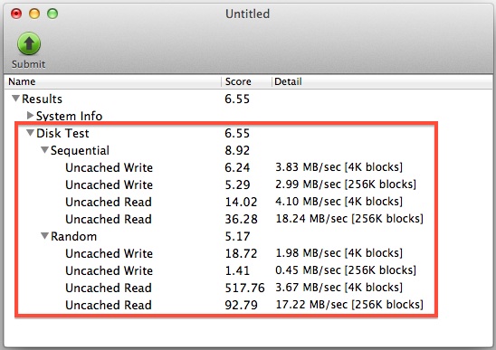read write scores for external USB drive speed benchmarking