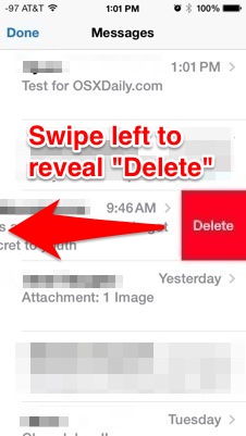 Delete an entire message from iOS 7
