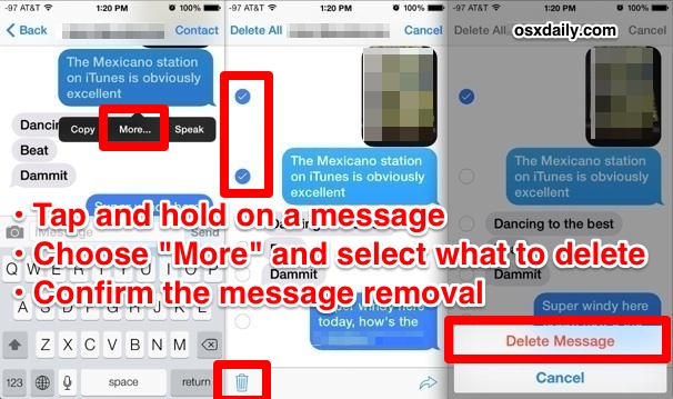 Delete parts of messages in iOS 7, iOS 8, and iOS 9