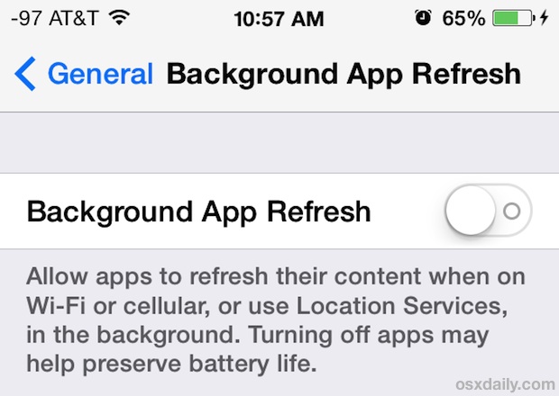 Disable background app refresh