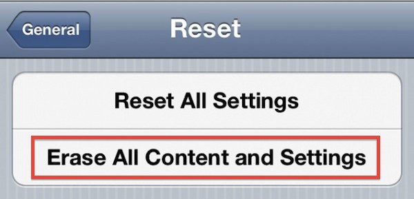 Erase the iPhone and reset it to factory default settings