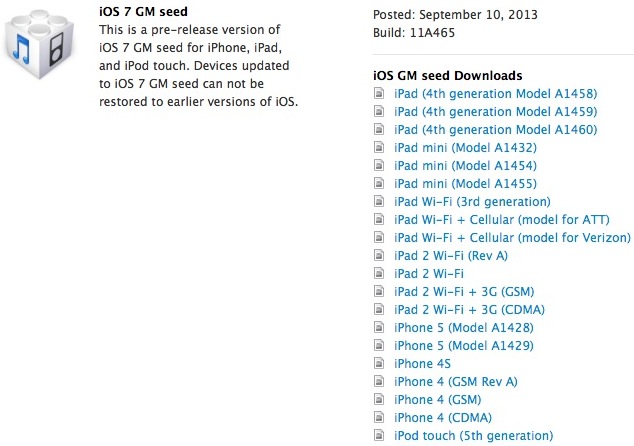iOS 7 GM available for download