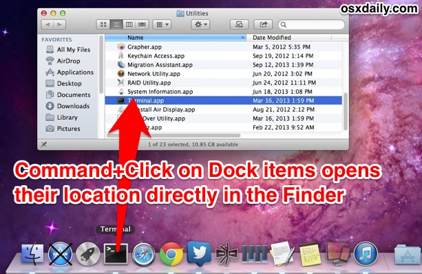 Jump a Dock items location with Command clicking
