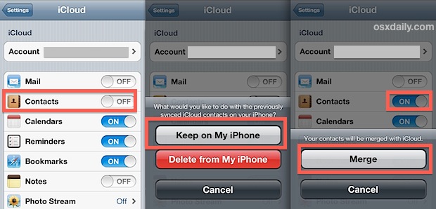 Restoring deleted contacts from iCloud 