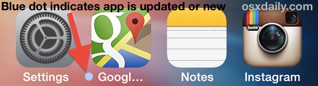 Blue dot next to app name iOS