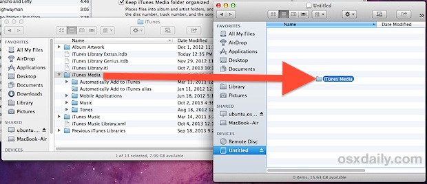 Copy the iTunes Library to the external drive
