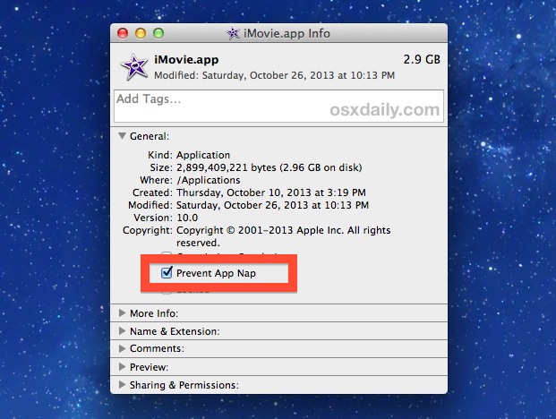 Disable App Nap per application in Mac OS  X