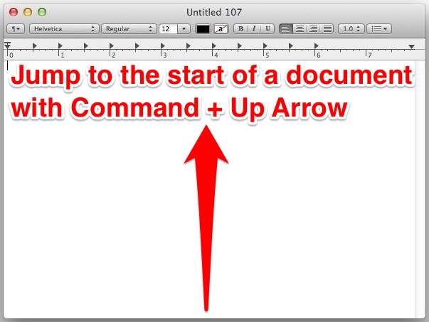 Keystroke for the stat of a document in Mac OS X