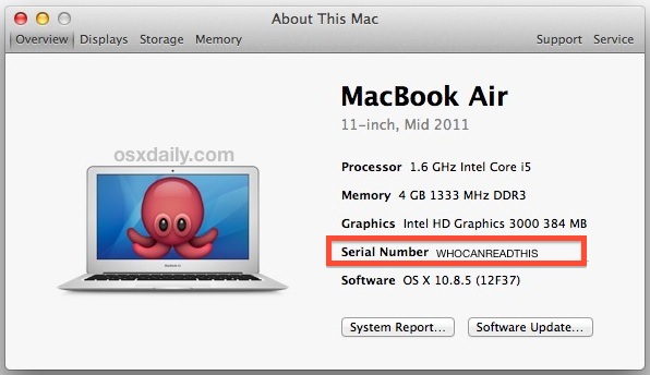 Get a Mac serial number