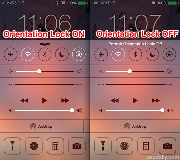 rotation lock on iphone 10