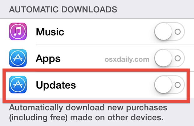 Turn off automatic app updates in iOS