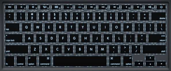Backlit keyboard on a MacBook Air