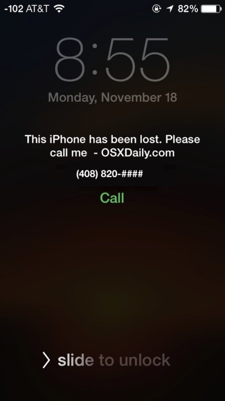 Lost Mode iPhone lock screen
