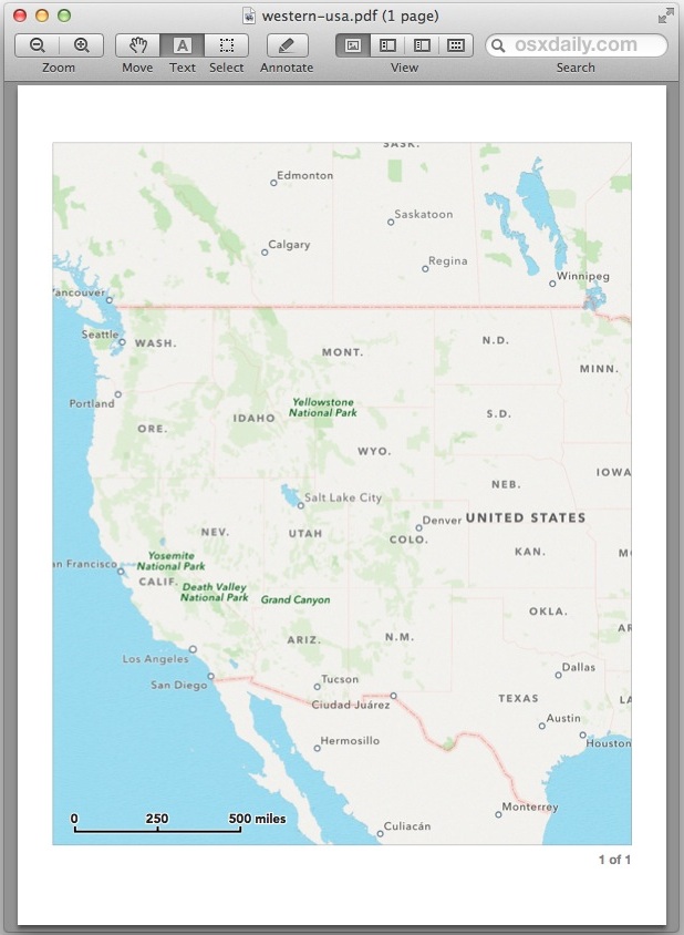Saved regional Map from OS X Maps