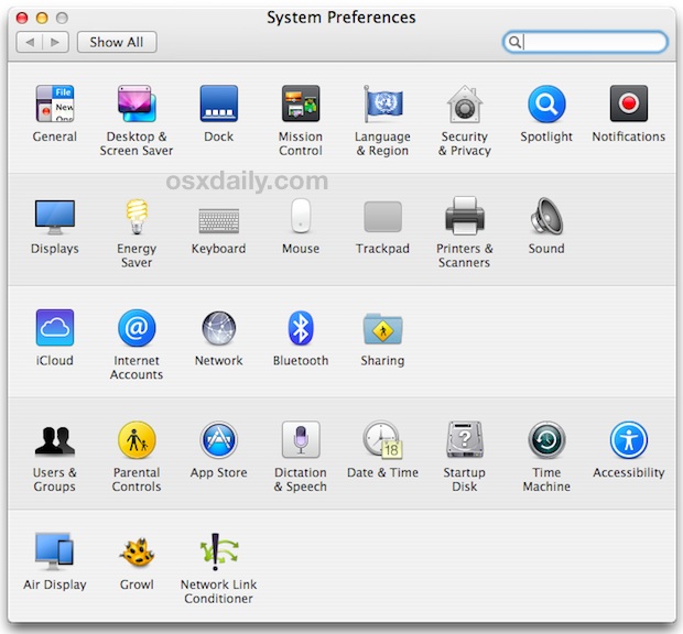 System Preferences after re-theme