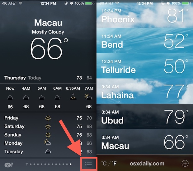 View weather for multiple locations at once in IOS