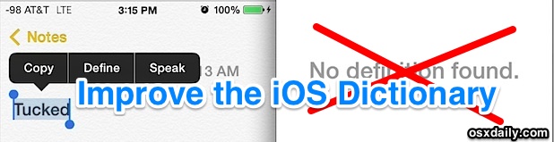 Add more definitions to the iOS Define feature and do away with No Definitions Found error