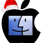 Apple logo Santa hat happy Mac