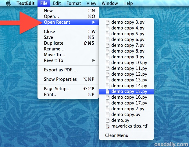 Change the Open Recent menu file count in Mac OS X apps