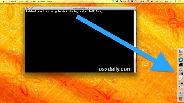 Pin the Dock in the bottom corner of a Mac OS X display
