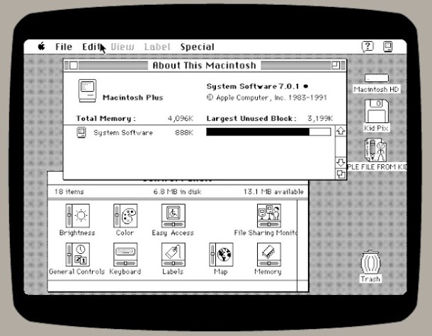 Mac Plus emulator screen shot