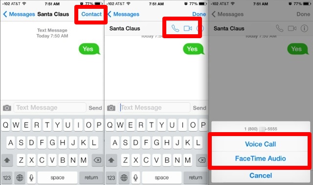 Make a phone call from the Messages app on iPhone