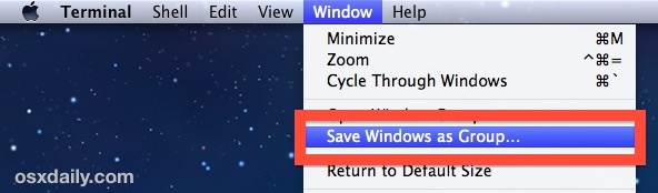 Save terminal windows placement as a group 