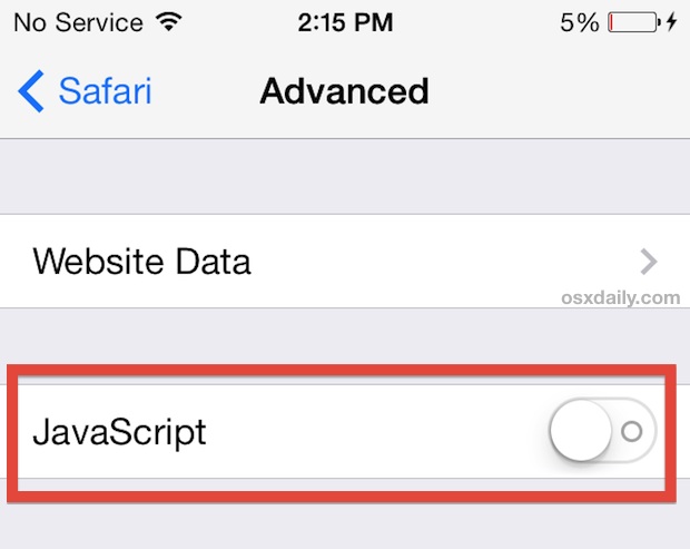 Speed up Safari by turning off Javascript in Settings