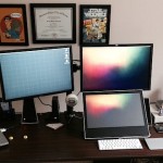 Digital Illustrator and artists Mac setup and desk