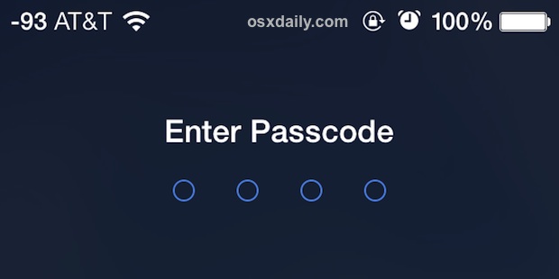 The Enter Passcode iPhone Screen