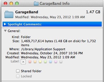 GarageBand extras in Application Support folder