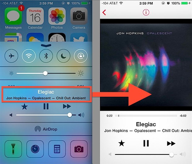 Jump into the Music App from Control Center