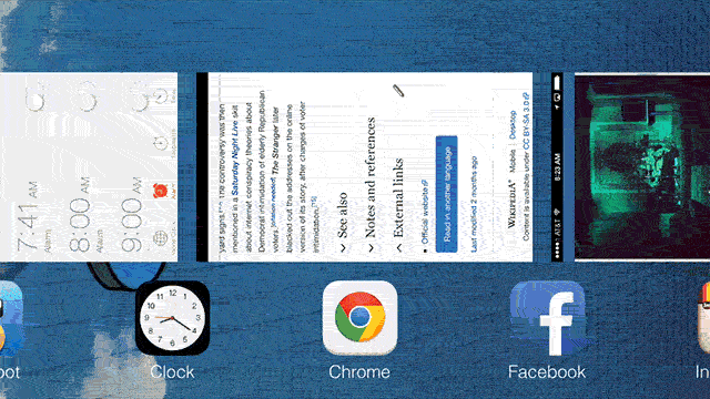 Move between open iOS apps faster by swiping icons in the app multitasking panel 