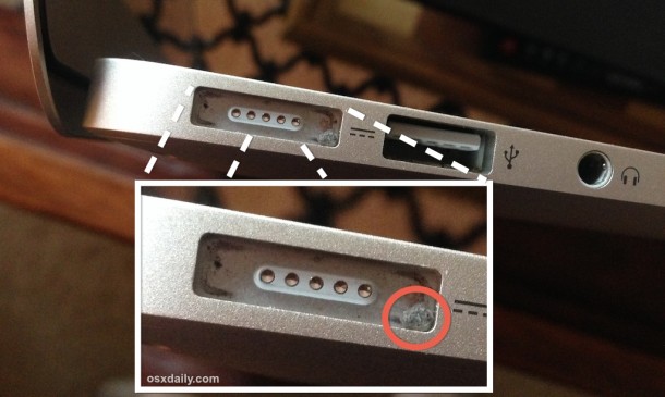 Magsafe with debris blocking connection