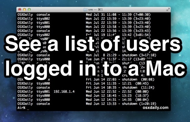 List user log ins to Mac OS X