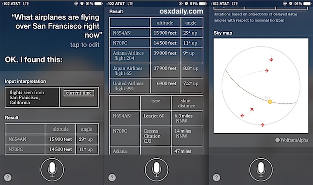 See flights over a location with Siri