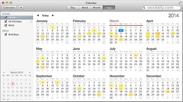 Show Holidays in the Calendar app of Mac OS X