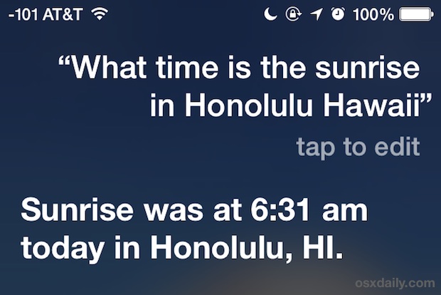 Find the sunrise or sunset time for a destination on Iphone
