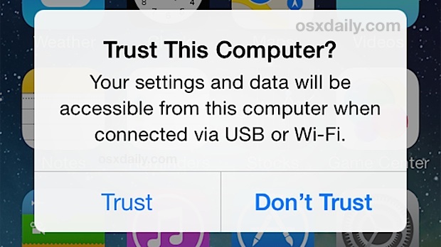 Trust this Computer Alert on an iPhone