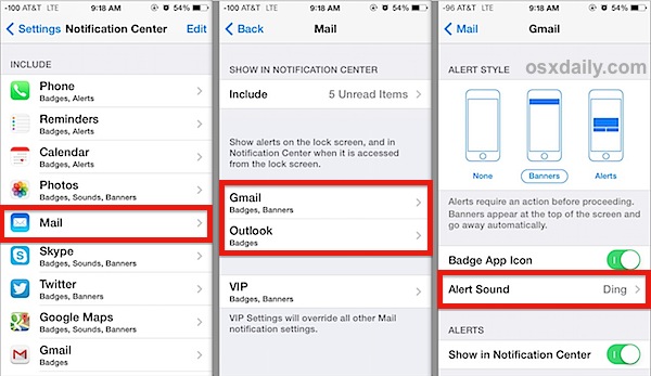 Turn off the new email alert sound in iOS