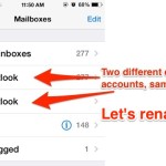 Different Mail accounts with the same name, rename the email accounts in iOS